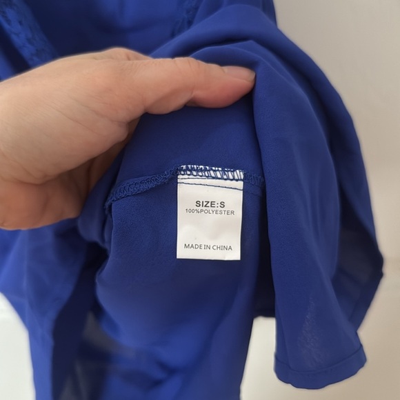 Women's Blue Lace Trim Cami Top size small - Picture 3 of 4